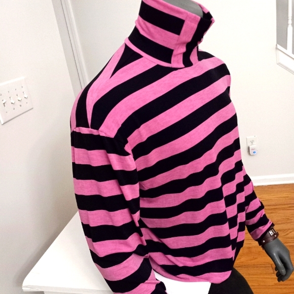 Men's Pink and Black Stripe Mock Neck - Picture 7 of 10